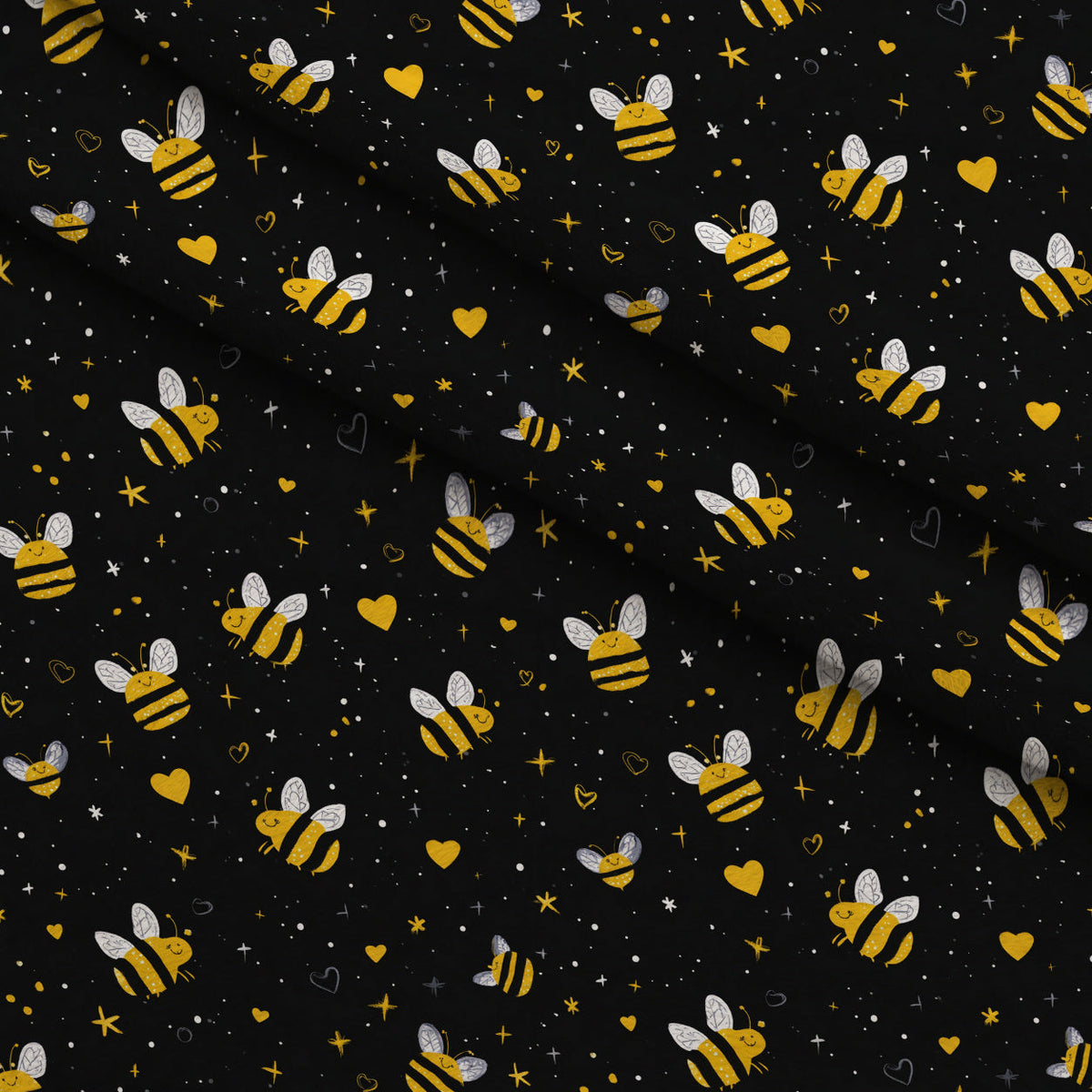 Pollen Parade Pattern 6 Fleece Fabric — fleece fabric folded close-up preview (mv-fleece-v1:lying)