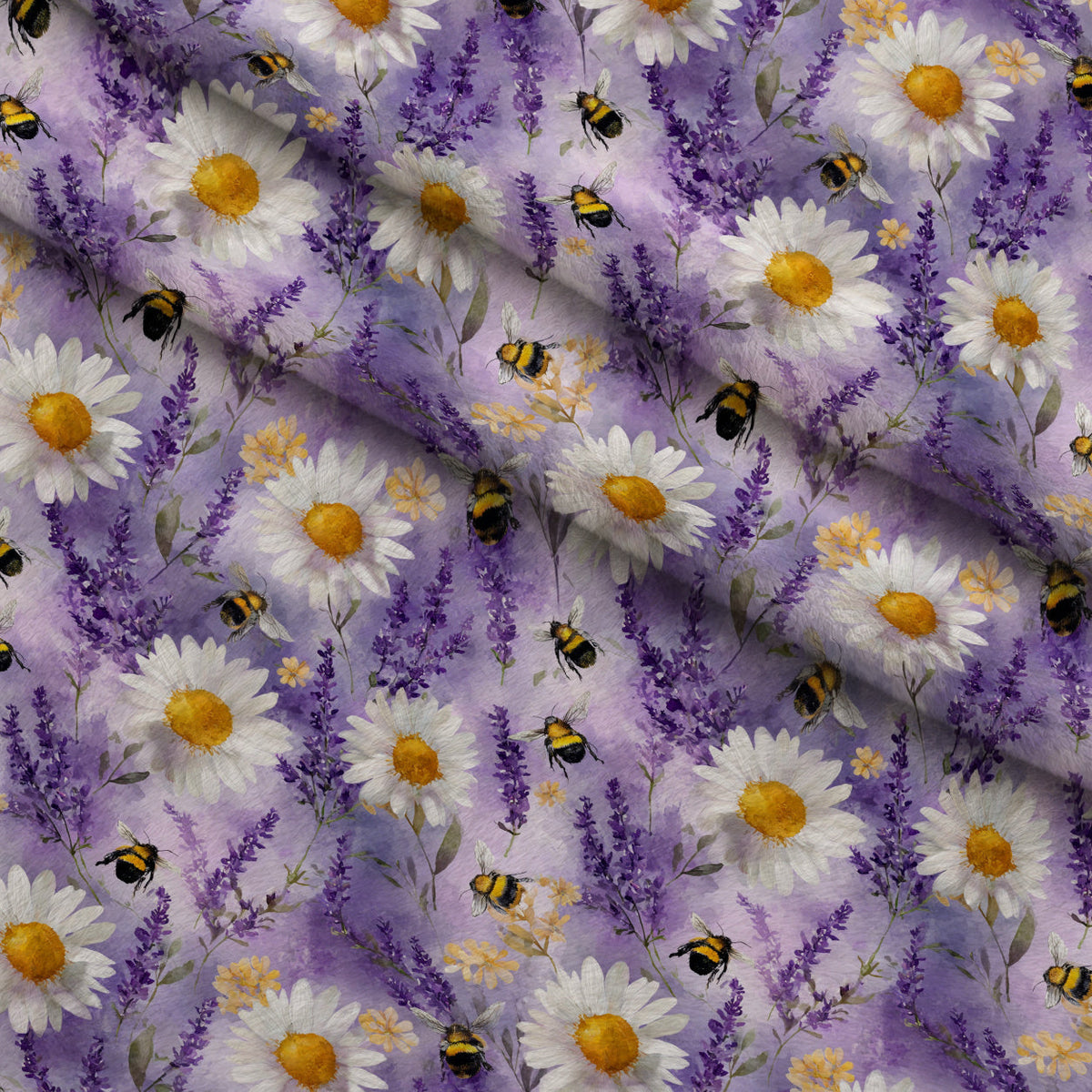 Pollen Parade Pattern 7 Fleece Fabric — fleece fabric folded close-up preview (mv-fleece-v1:lying)
