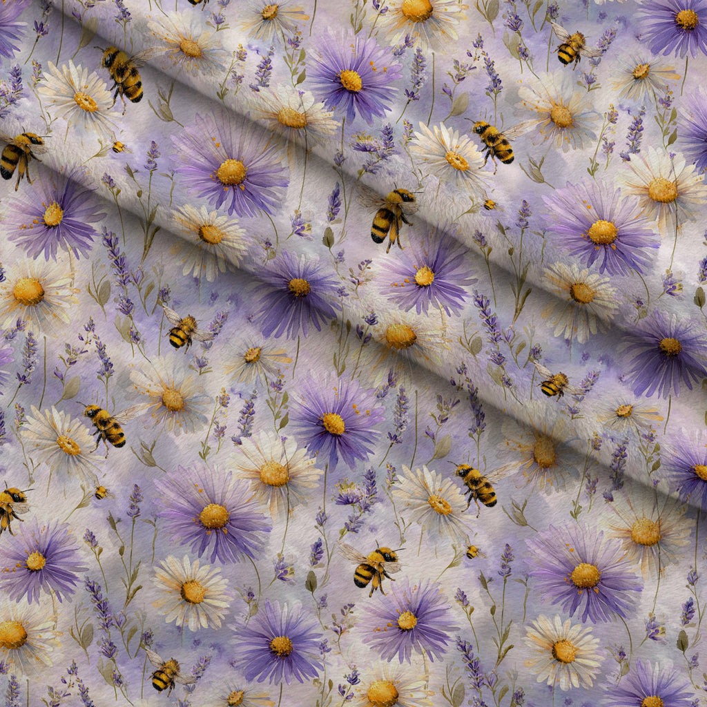 Pollen Parade Pattern 9 Fleece Fabric — fleece fabric folded close-up preview (mv-fleece-v1:lying)