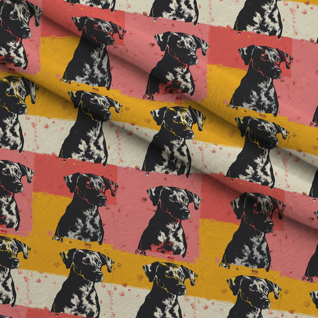 Pop Art Pups Pattern 2 Fleece Fabric — fleece fabric folded close-up preview (mv-fleece-v1:lying)