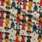 Pop Art Pups Pattern 5 Fleece Fabric — fleece fabric folded close-up preview (mv-fleece-v1:lying)