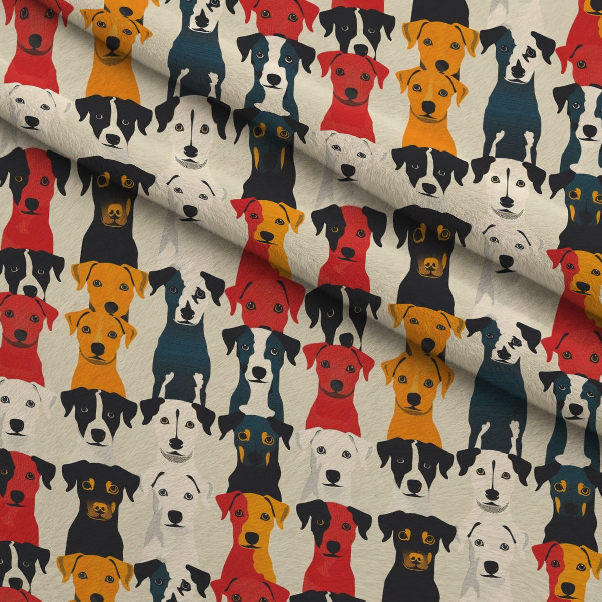 Pop Art Pups Pattern 5 Fleece Fabric — fleece fabric folded close-up preview (mv-fleece-v1:lying)