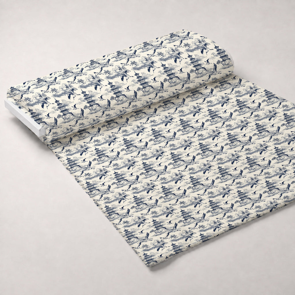 Porcelain Aviary Pattern 10 Fleece Fabric — fleece fabric unrolled bolt preview (mv-fleece-v1:bolt)