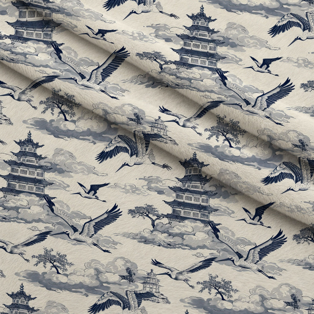 Porcelain Aviary Pattern 10 Fleece Fabric — fleece fabric folded close-up preview (mv-fleece-v1:lying)