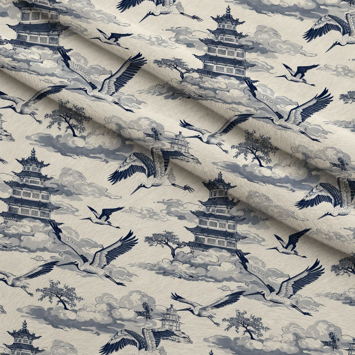 Porcelain Aviary Pattern 10 Fleece Fabric — fleece fabric folded close-up preview (mv-fleece-v1:lying)