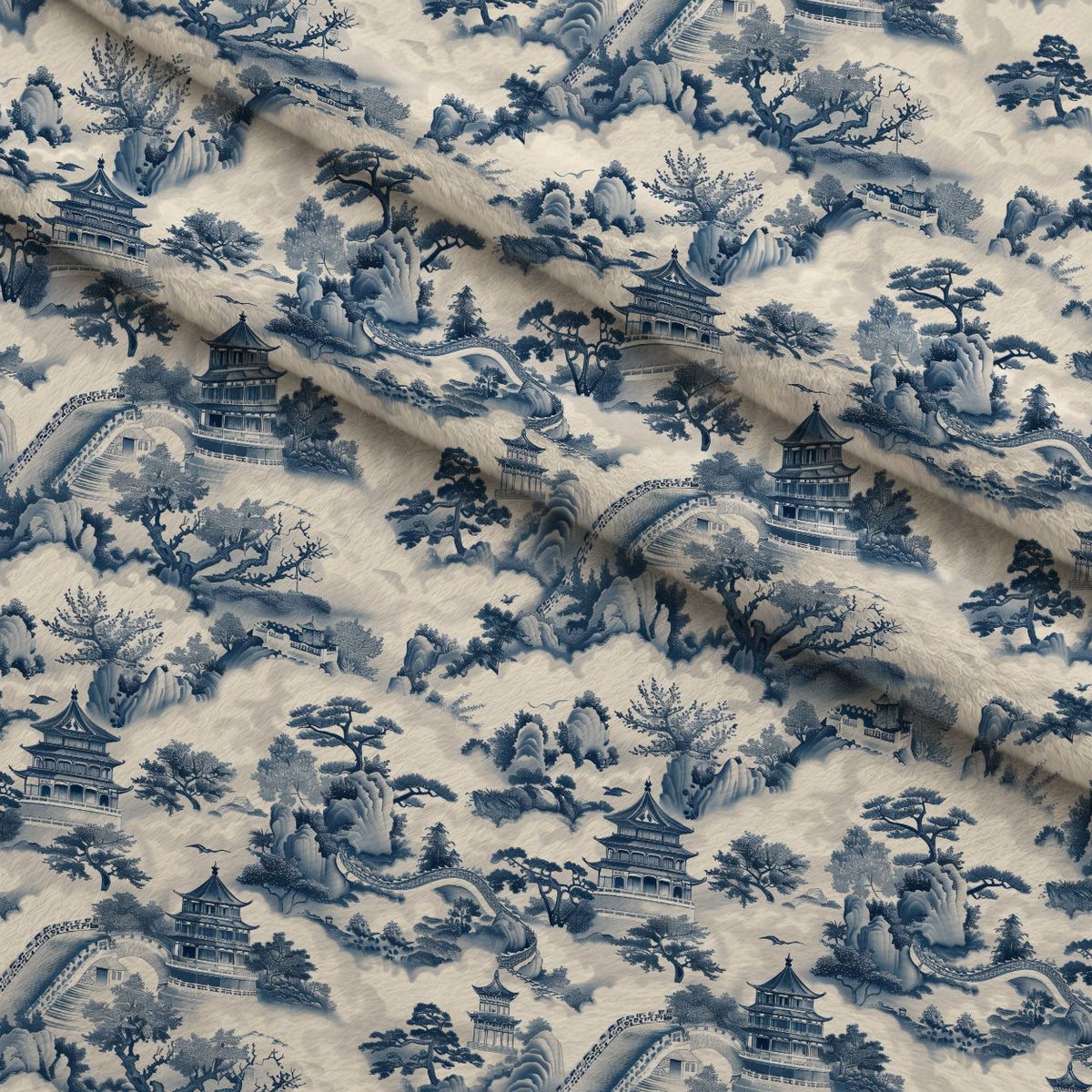 Porcelain Aviary Pattern 7 Fleece Fabric — fleece fabric folded close-up preview (mv-fleece-v1:lying)
