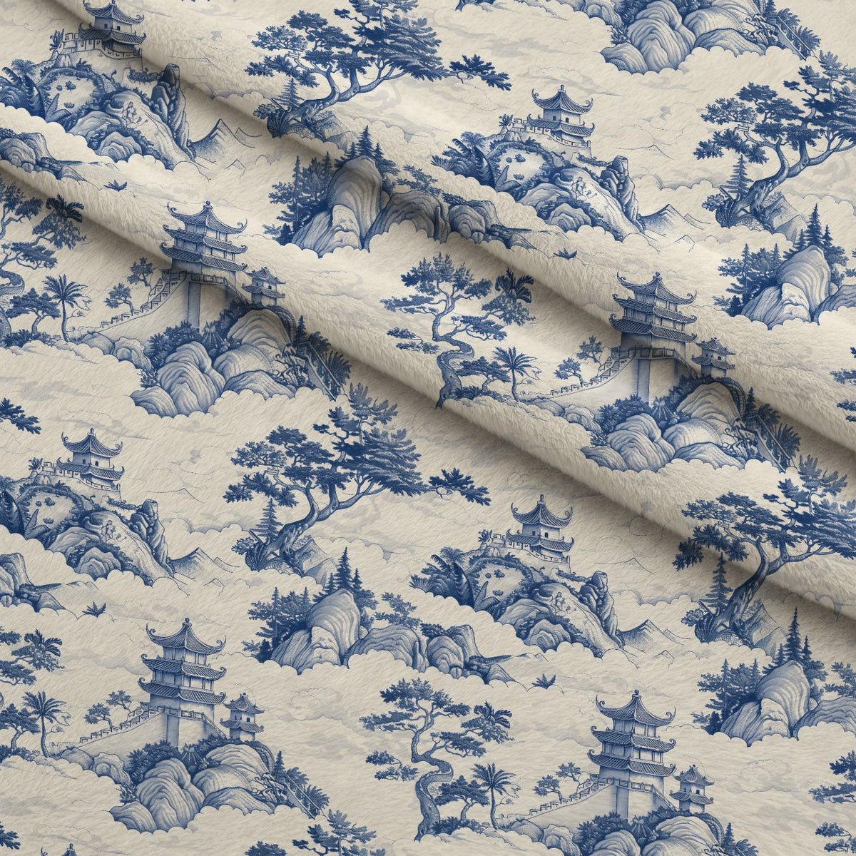 Porcelain Aviary Pattern 9 Fleece Fabric — fleece fabric folded close-up preview (mv-fleece-v1:lying)