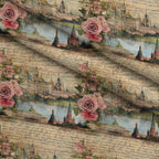 Postcard Roses Pattern 10 Fleece Fabric — fleece fabric folded close-up preview (mv-fleece-v1:lying)