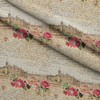 Postcard Roses Pattern 9 Fleece Fabric — fleece fabric folded close-up preview (mv-fleece-v1:lying)