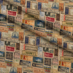 Postmarked Journeys Pattern 5 Fleece Fabric — fleece fabric folded close-up preview (mv-fleece-v1:lying)