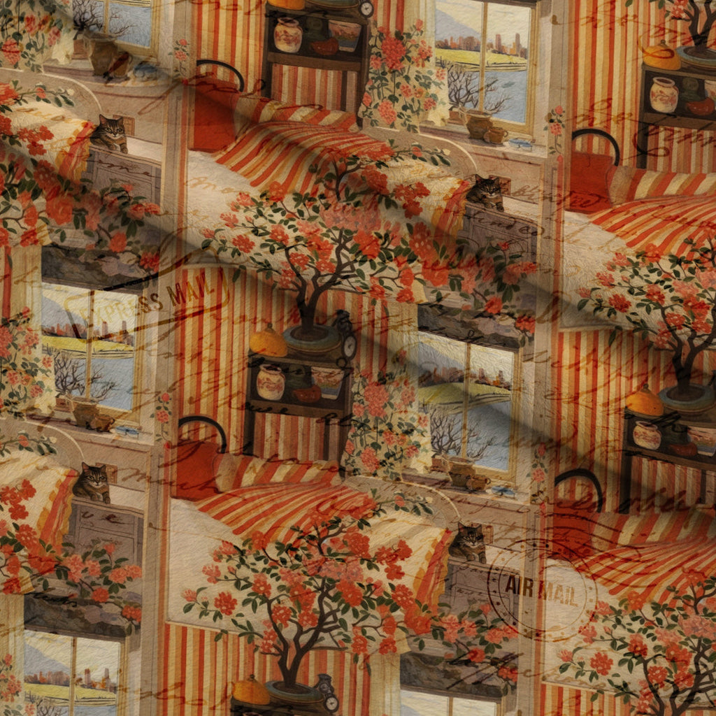 Postmarked Parlor Pattern 1 Fleece Fabric — fleece fabric folded close-up preview (mv-fleece-v1:lying)