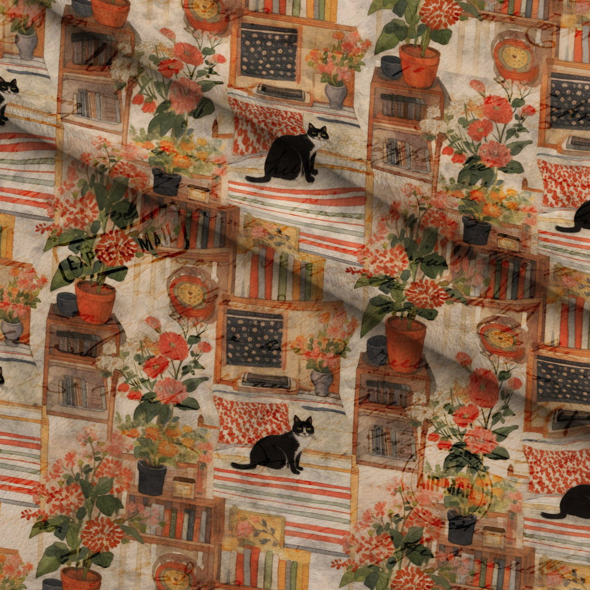 Postmarked Parlor Pattern 4 Fleece Fabric — fleece fabric folded close-up preview (mv-fleece-v1:lying)