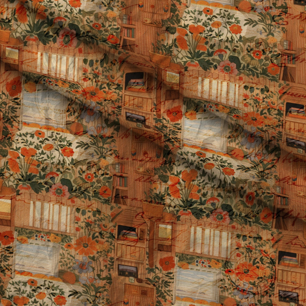 Postmarked Parlor Pattern 7 Fleece Fabric — fleece fabric folded close-up preview (mv-fleece-v1:lying)