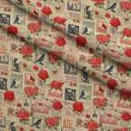 Postmarked Roses Pattern 1 Fleece Fabric — fleece fabric folded close-up preview (mv-fleece-v1:lying)