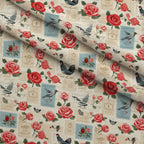 Postmarked Roses Pattern 12 Fleece Fabric — fleece fabric folded close-up preview (mv-fleece-v1:lying)