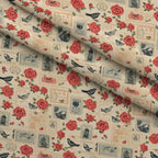 Postmarked Roses Pattern 15 Fleece Fabric — fleece fabric folded close-up preview (mv-fleece-v1:lying)