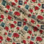 Postmarked Roses Pattern 3 Fleece Fabric — fleece fabric folded close-up preview (mv-fleece-v1:lying)
