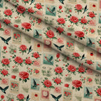 Postmarked Roses Pattern 6 Fleece Fabric — fleece fabric folded close-up preview (mv-fleece-v1:lying)