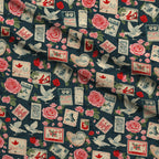 Postmarked Roses Pattern 8 Fleece Fabric — fleece fabric folded close-up preview (mv-fleece-v1:lying)