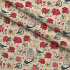 Postmarked Roses Pattern 9 Fleece Fabric — fleece fabric folded close-up preview (mv-fleece-v1:lying)