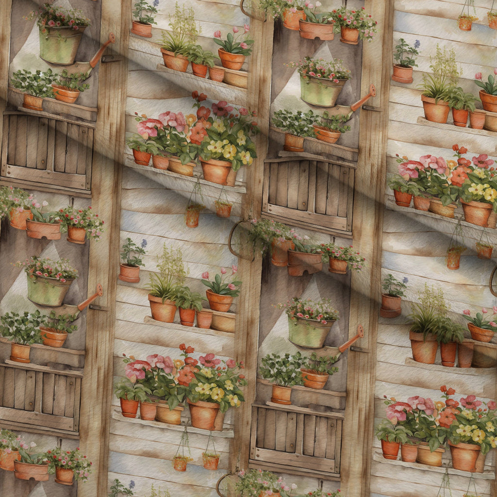 Potting Shed Pattern 5 Fleece Fabric — fleece fabric folded close-up preview (mv-fleece-v1:lying)