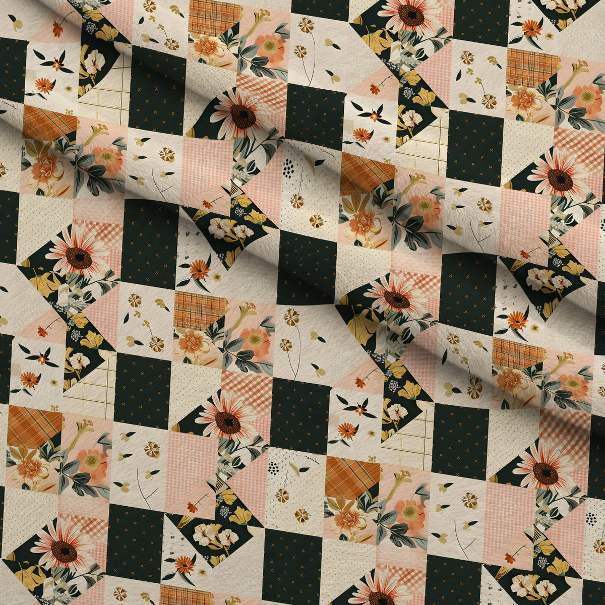 Prairie Blooms Pattern 1 Fleece Fabric — fleece fabric folded close-up preview (mv-fleece-v1:lying)