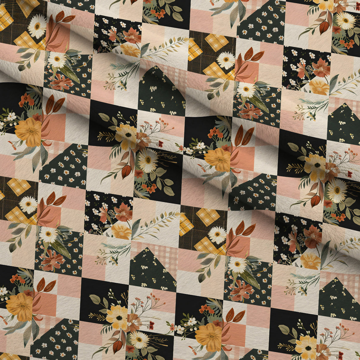 Prairie Blooms Pattern 3 Fleece Fabric — fleece fabric folded close-up preview (mv-fleece-v1:lying)