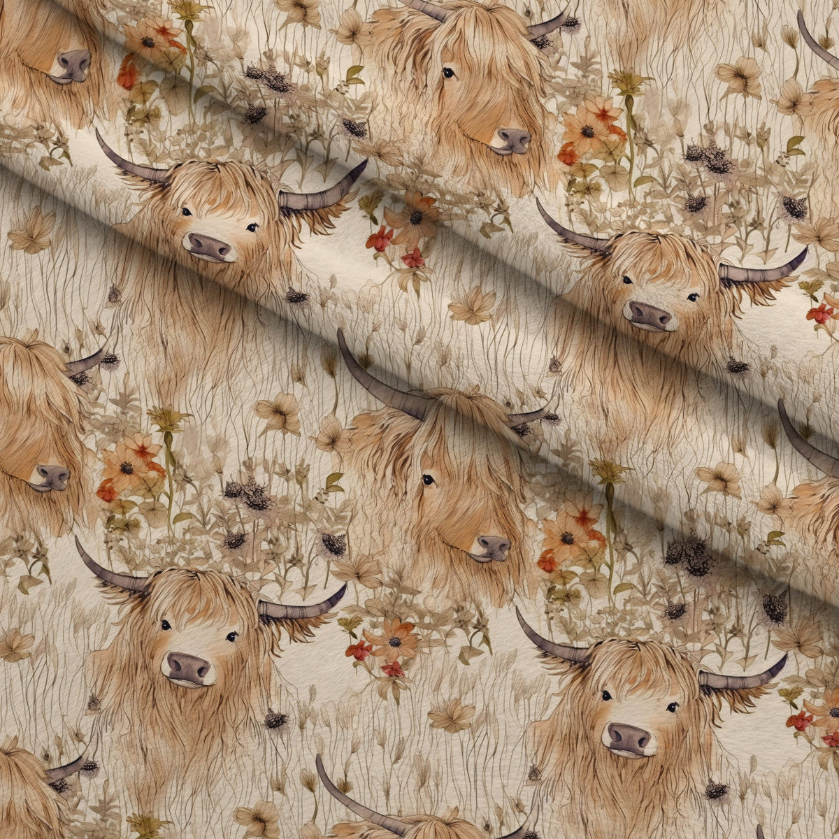 Prairie Petals Pattern 1 Fleece Fabric — fleece fabric folded close-up preview (mv-fleece-v1:lying)