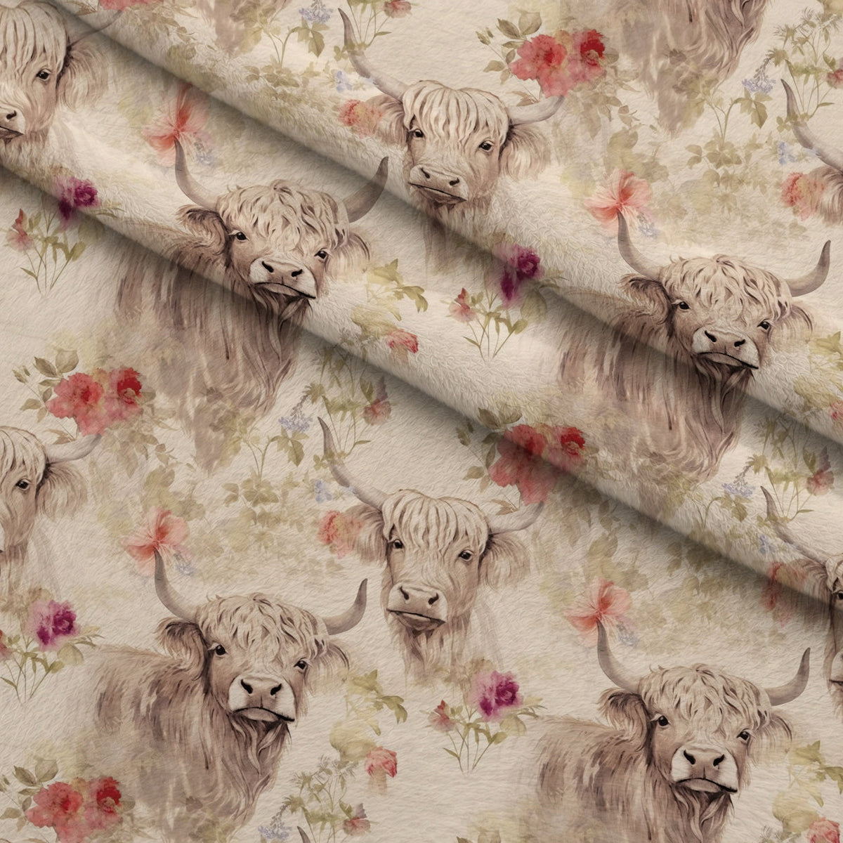 Prairie Petals Pattern 10 Fleece Fabric — fleece fabric folded close-up preview (mv-fleece-v1:lying)