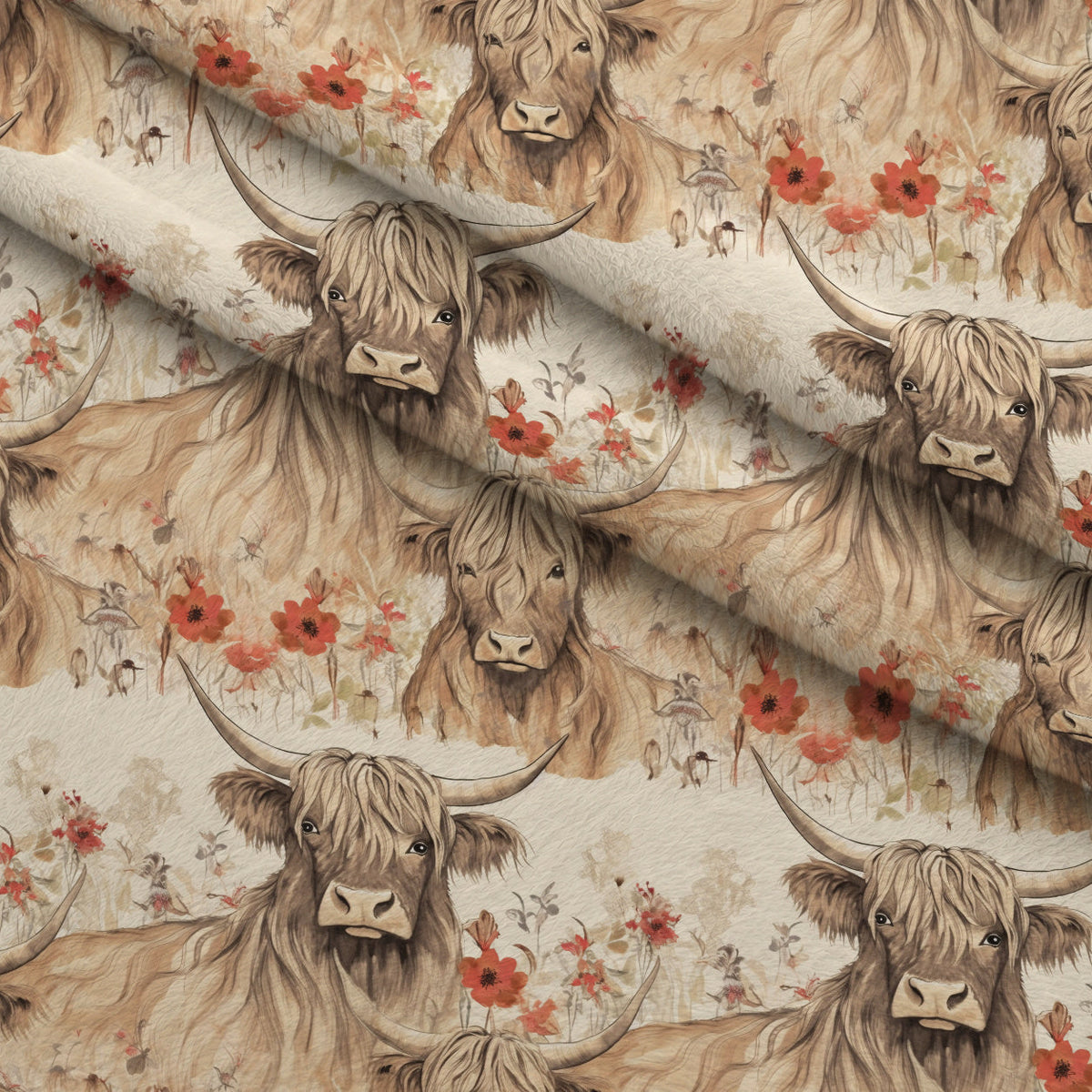 Prairie Petals Pattern 11 Fleece Fabric — fleece fabric folded close-up preview (mv-fleece-v1:lying)