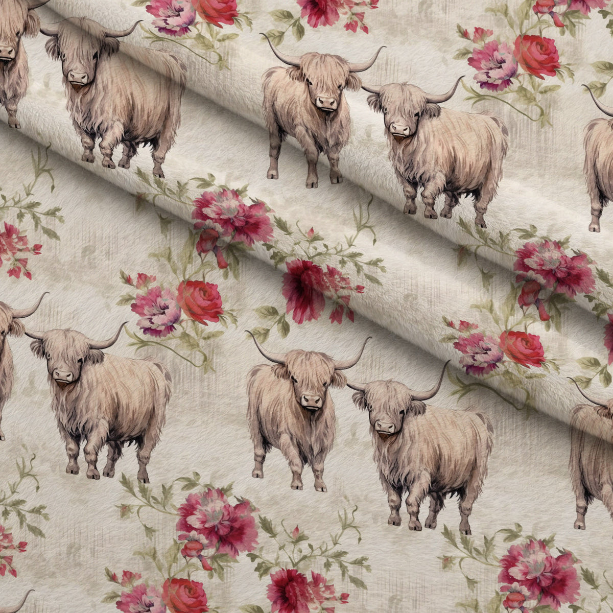 Prairie Petals Pattern 2 Fleece Fabric — fleece fabric folded close-up preview (mv-fleece-v1:lying)