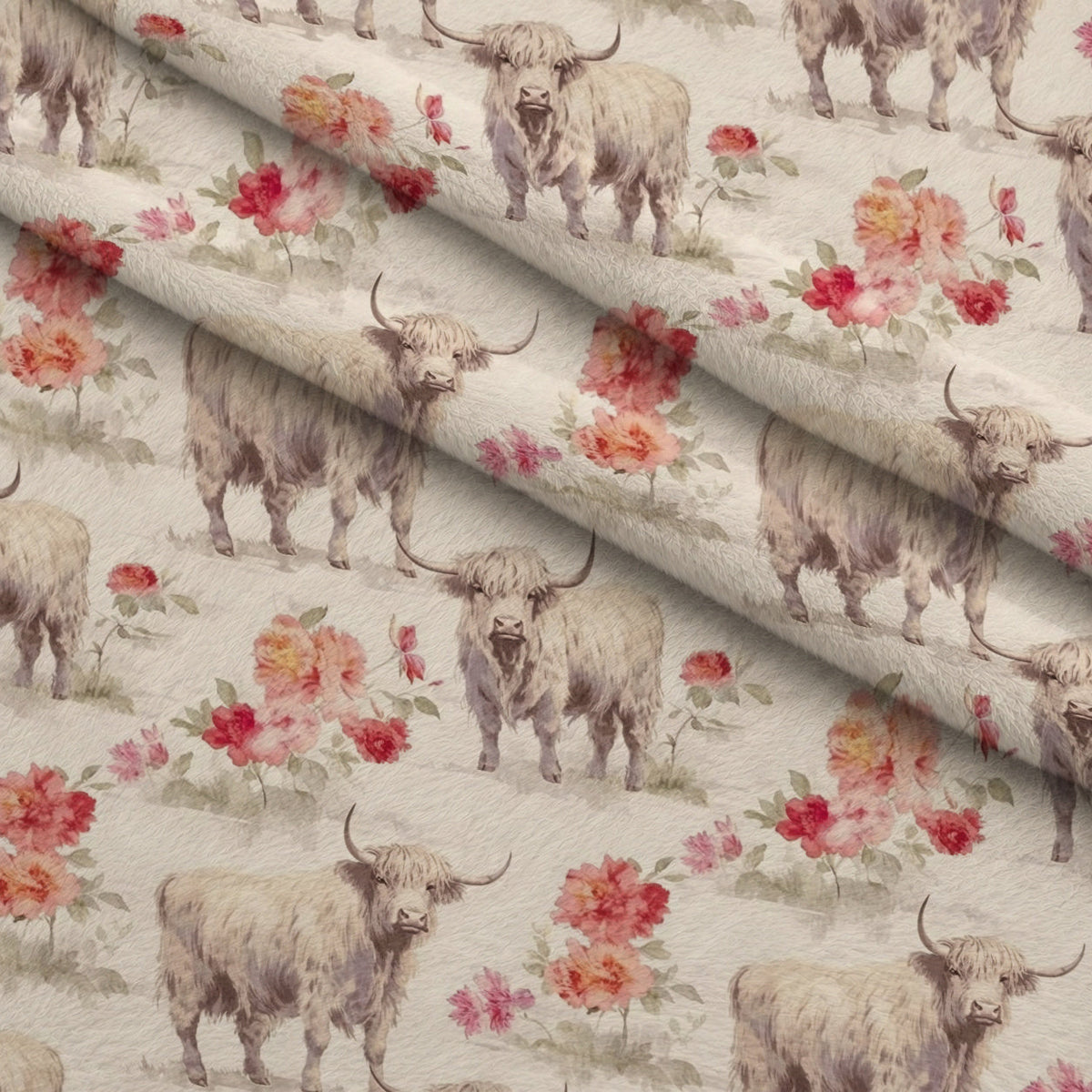 Prairie Petals Pattern 3 Fleece Fabric — fleece fabric folded close-up preview (mv-fleece-v1:lying)