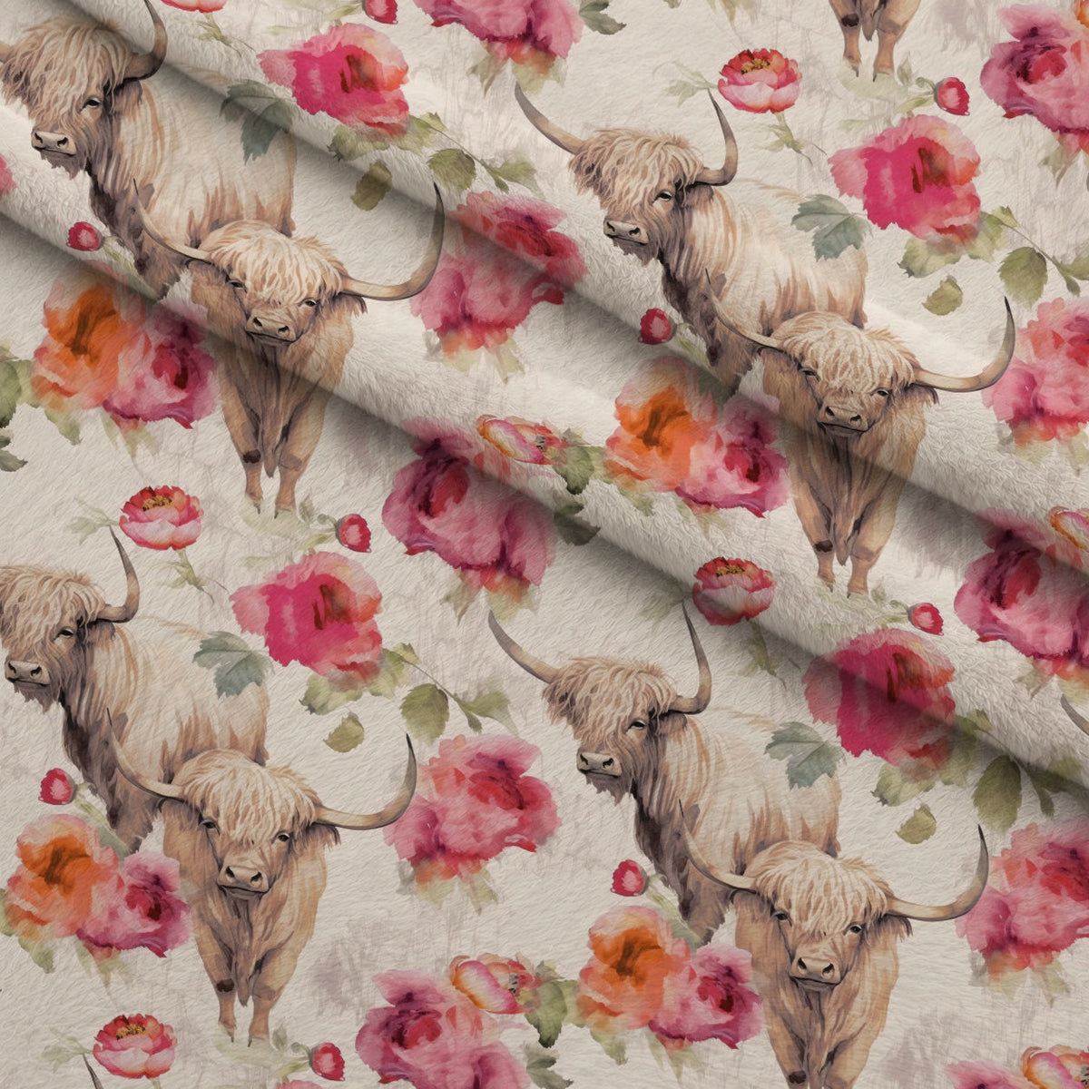 Prairie Petals Pattern 4 Fleece Fabric — fleece fabric folded close-up preview (mv-fleece-v1:lying)