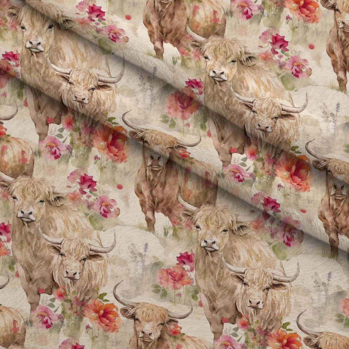 Prairie Petals Pattern 7 Fleece Fabric — fleece fabric folded close-up preview (mv-fleece-v1:lying)