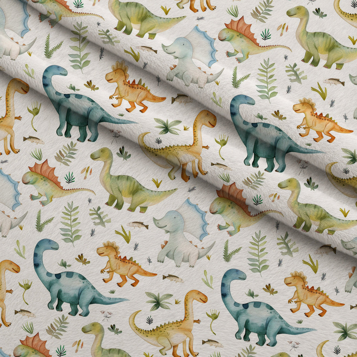 Prehistoric Pals Pattern 1 Fleece Fabric — fleece fabric folded close-up preview (mv-fleece-v1:lying)