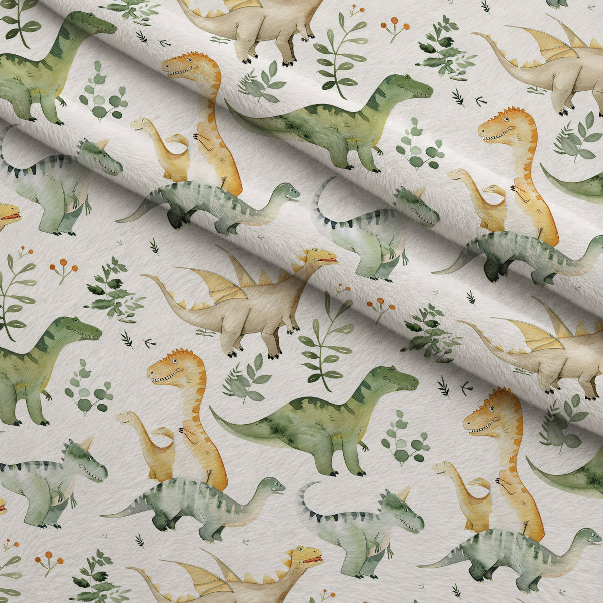 Prehistoric Pals Pattern 4 Fleece Fabric — fleece fabric folded close-up preview (mv-fleece-v1:lying)