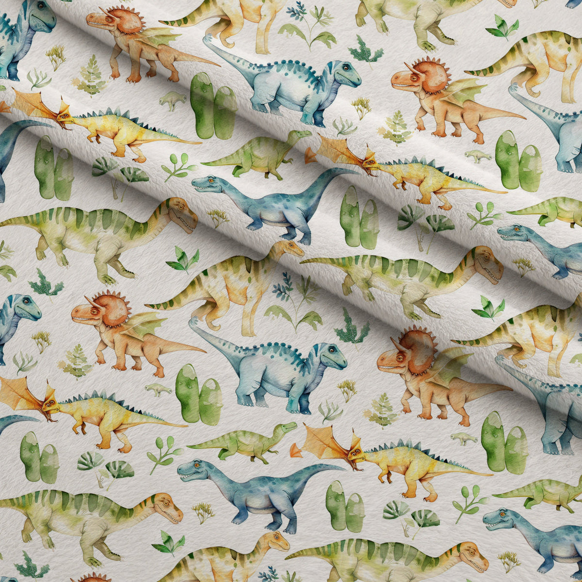 Prehistoric Pals Pattern 5 Fleece Fabric — fleece fabric folded close-up preview (mv-fleece-v1:lying)