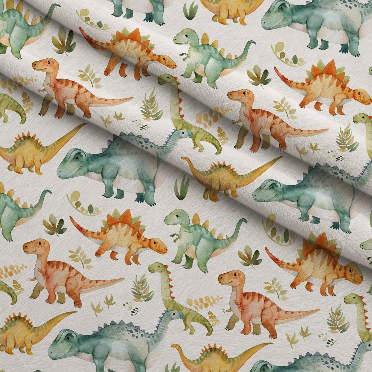 Prehistoric Pals Pattern 9 Fleece Fabric — fleece fabric folded close-up preview (mv-fleece-v1:lying)