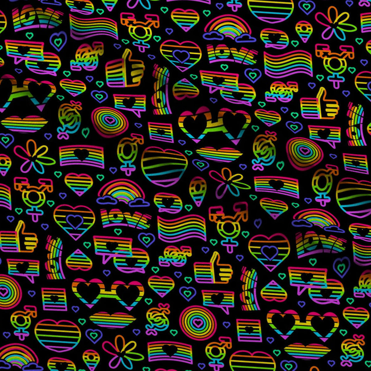 Pride Neon Outline Fleece Fabric — fleece fabric folded close-up preview (mv-fleece-v1:lying)