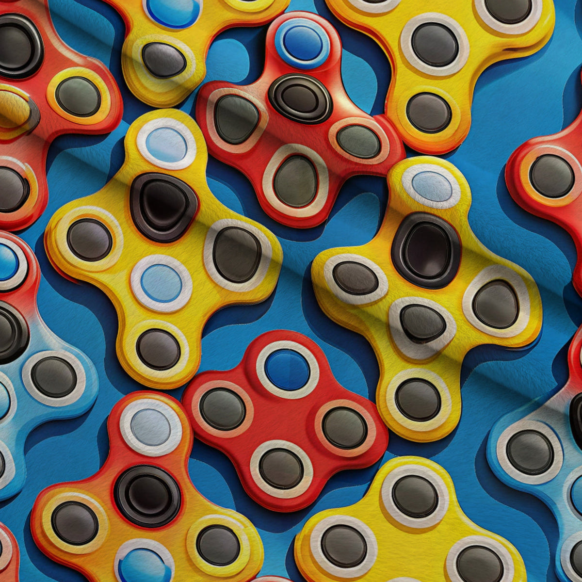 Primary Whirl Pattern 2 Fleece Fabric — fleece fabric folded close-up preview (mv-fleece-v1:lying)
