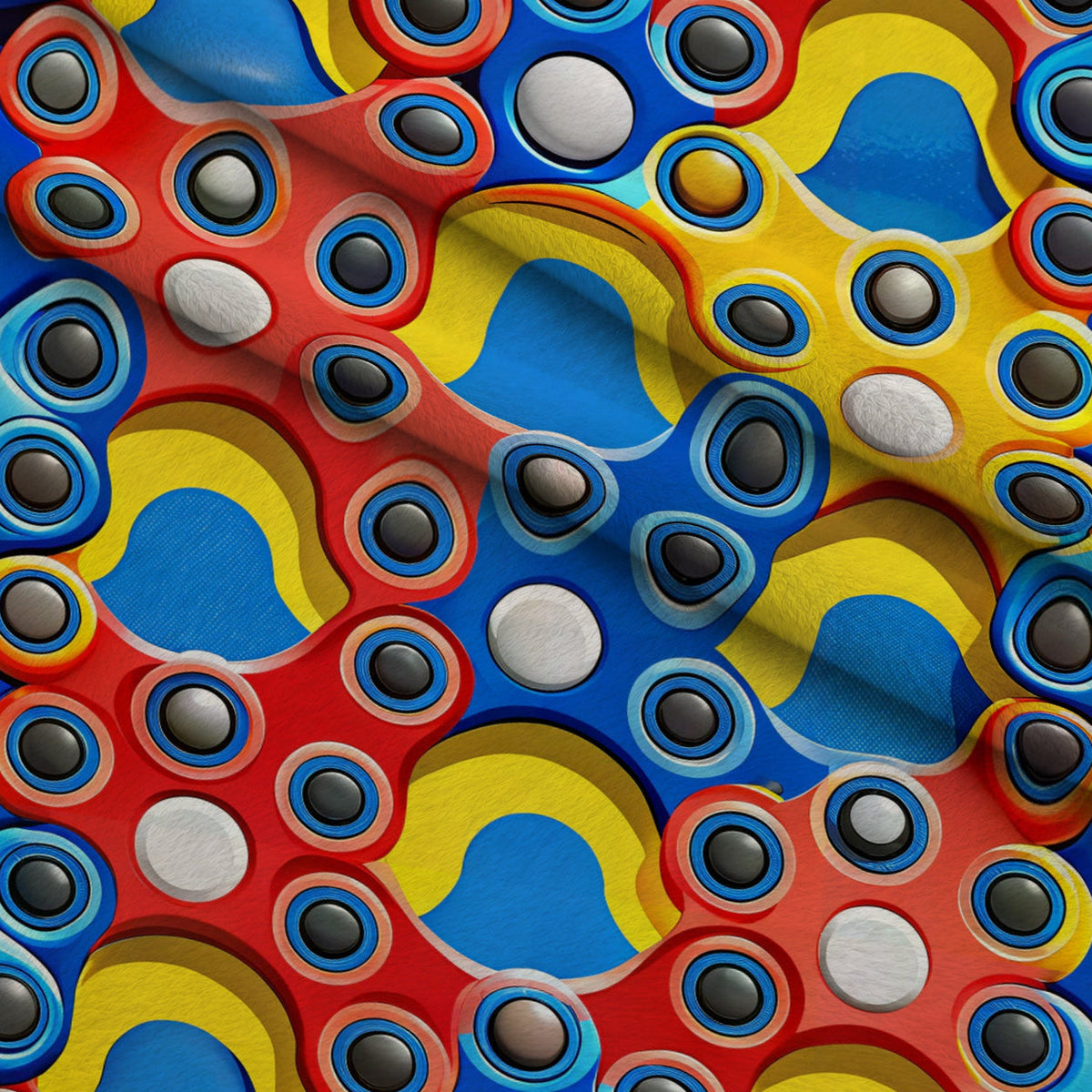 Primary Whirl Pattern 5 Fleece Fabric — fleece fabric folded close-up preview (mv-fleece-v1:lying)