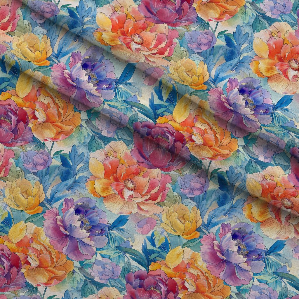 Prismatic Blooms Pattern 10 Fleece Fabric — fleece fabric folded close-up preview (mv-fleece-v1:lying)