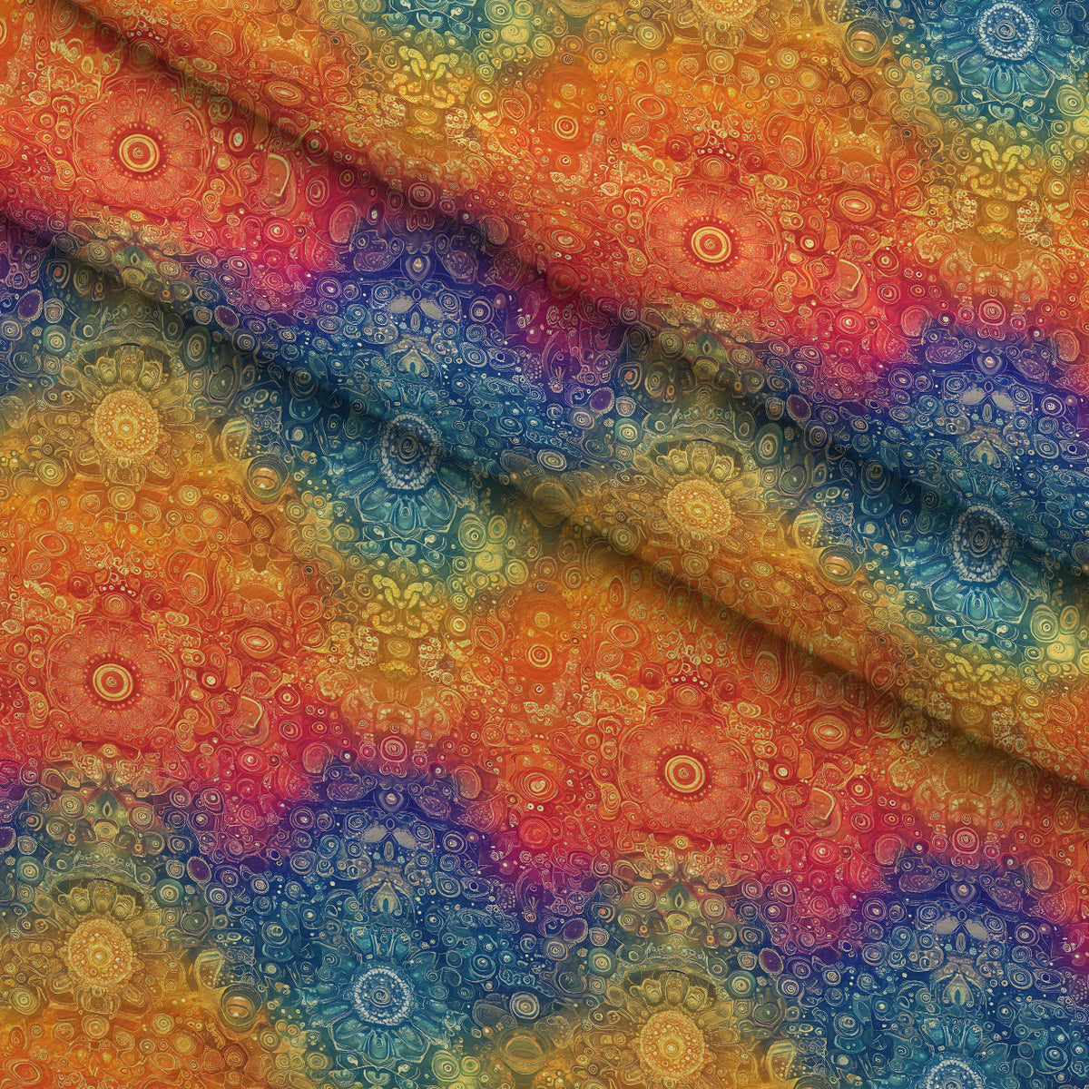 Prismatic Kaleidoscope Pattern 11 Fleece Fabric — fleece fabric folded close-up preview (mv-fleece-v1:lying)