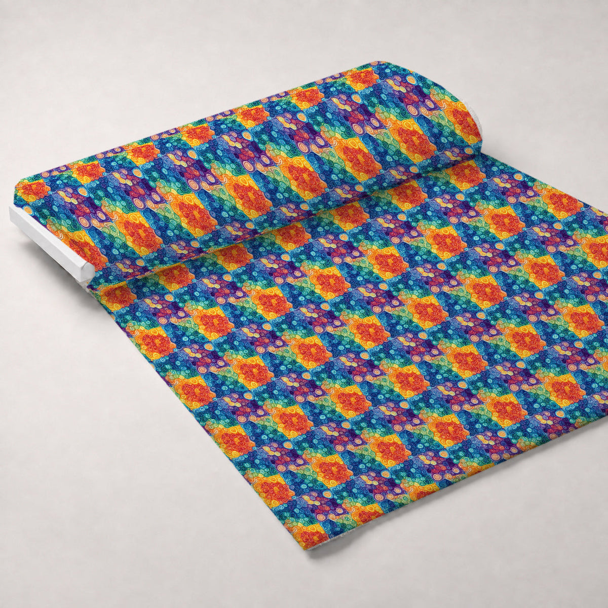 Prismatic Kaleidoscope Pattern 12 Fleece Fabric — fleece fabric unrolled bolt preview (mv-fleece-v1:bolt)