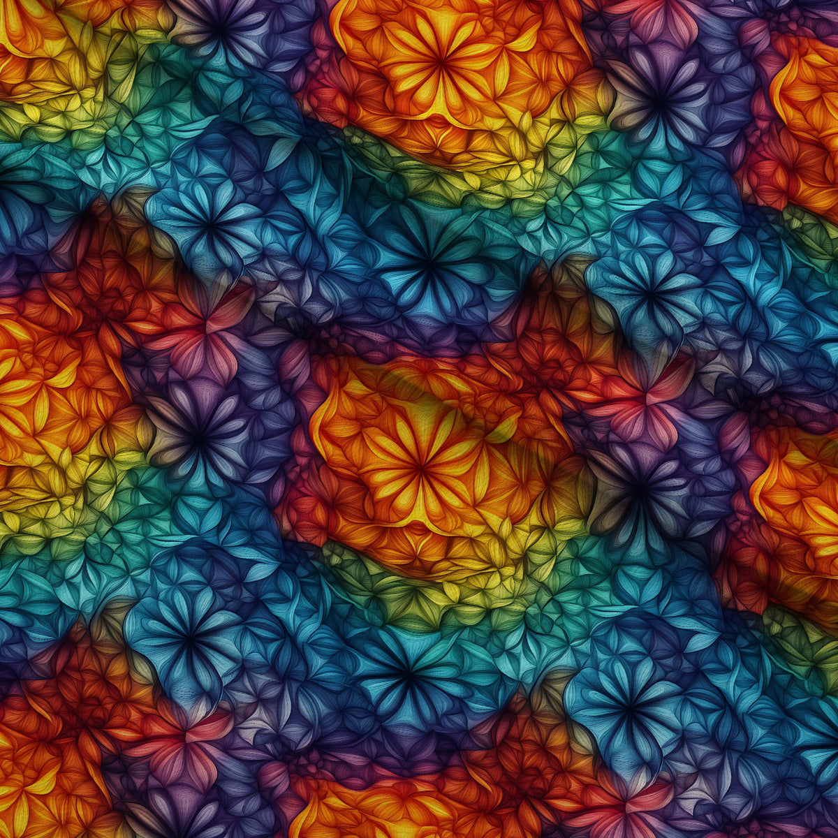 Prismatic Kaleidoscope Pattern 16 Fleece Fabric — fleece fabric folded close-up preview (mv-fleece-v1:lying)