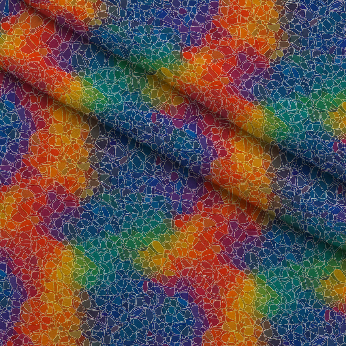 Prismatic Kaleidoscope Pattern 19 Fleece Fabric — fleece fabric folded close-up preview (mv-fleece-v1:lying)