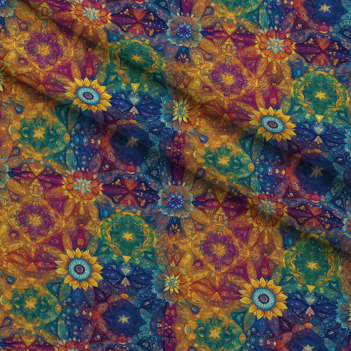 Prismatic Kaleidoscope Pattern 20 Fleece Fabric — fleece fabric folded close-up preview (mv-fleece-v1:lying)