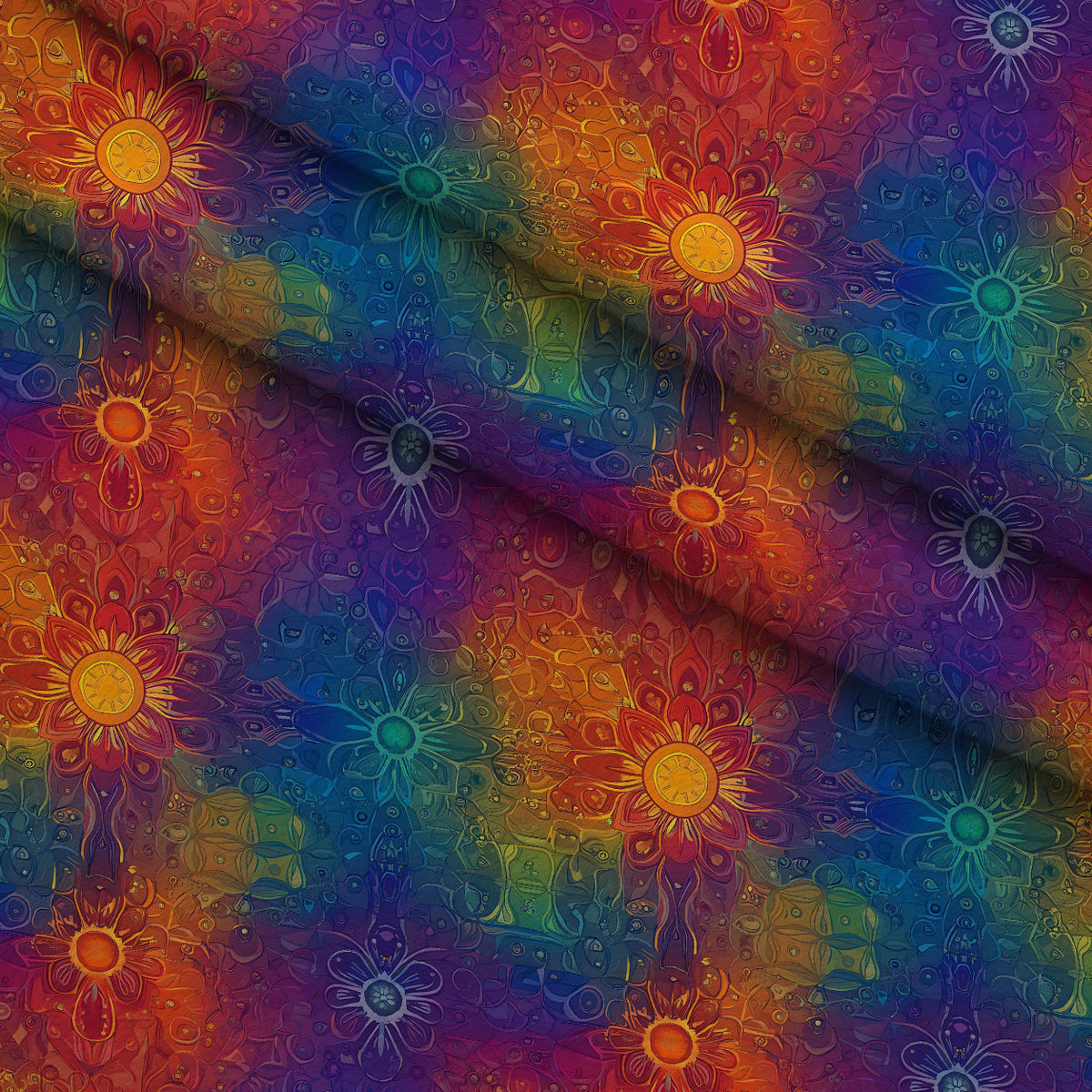 Prismatic Kaleidoscope Pattern 4 Fleece Fabric — fleece fabric folded close-up preview (mv-fleece-v1:lying)