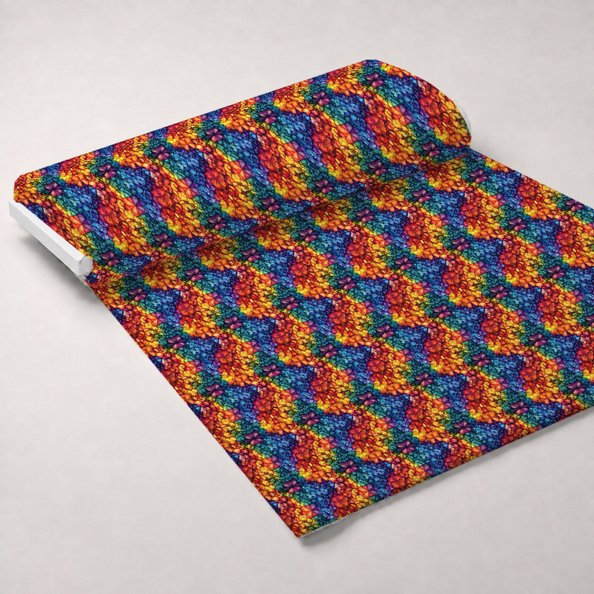Prismatic Kaleidoscope Pattern 5 Fleece Fabric — fleece fabric unrolled bolt preview (mv-fleece-v1:bolt)