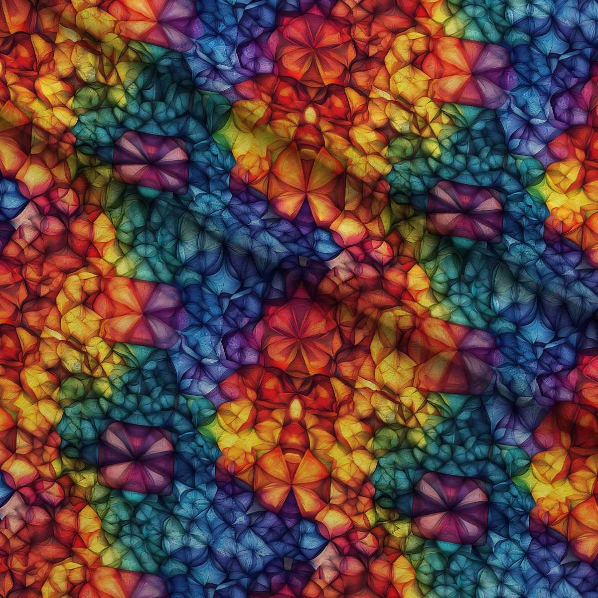 Prismatic Kaleidoscope Pattern 5 Fleece Fabric — fleece fabric folded close-up preview (mv-fleece-v1:lying)